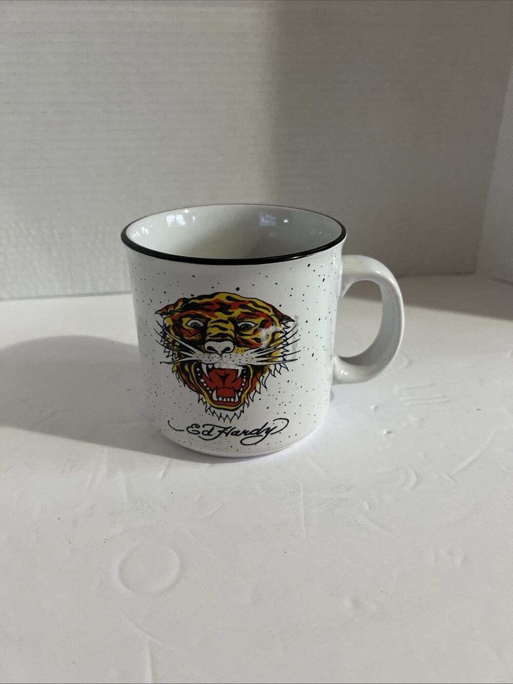 Silver Buffalo Ed Hardy Tiger Face Ceramic Camper-Style Coffee Mug 20 oz.